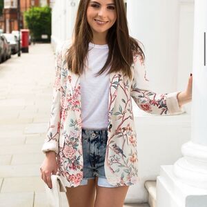 Zara vintage flower blazer vest S